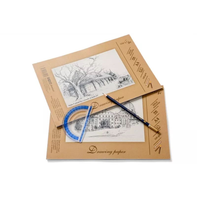 Zīmēšanas un skicēšanas papīrs SMLT A4, 160 g/m², 20 loksnes, līmēts