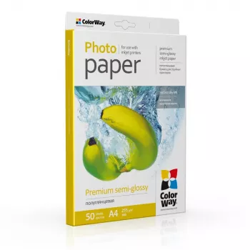 ColorWay Fotopapīrs, 50 loksnes | 255 g/m² | A4 | Premium Pusspīdīgs