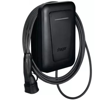 Sienas EV uzlādes stacija Hager witty one 11 kW 3 fāzes ar RFID, Bluetooth un 4,5 m Type 2 kabeli