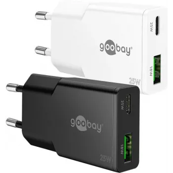 Goobay USB-C™ PD GaN Dual-Fast Lādētājs Slim (25 W) melns (75733)