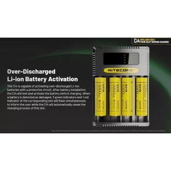 Nitecore Ci4 bateriju lādētājs četrām baterijām