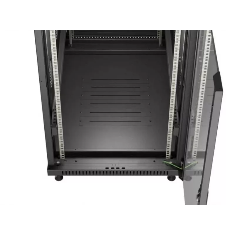19 collu statīva skapis LANBERG 22U 600x1000 mm, melns, stikla priekšējās un aizmugurējās durvis