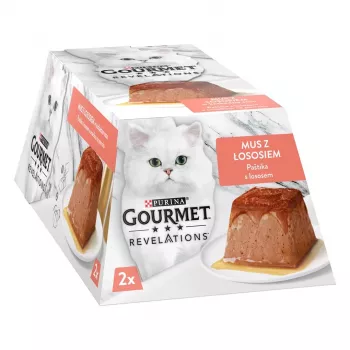Slapjā kaķu barība Purina Gourmet Revelations Laša gabaliņi 2 x 57 g, pieaugušiem kaķiem, 81% mitrums