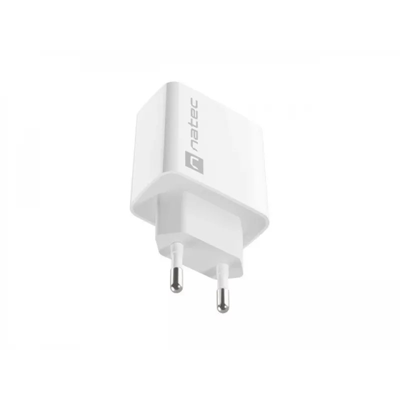 Sienas lādētājs NATEC RIBERA 12V 20W USB-C PD 3.0 + USB-A Samsung AFC Balts