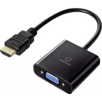 Renkforce RF-4531578 HDMI–VGA adapteris ar 3,5 mm audio, melns