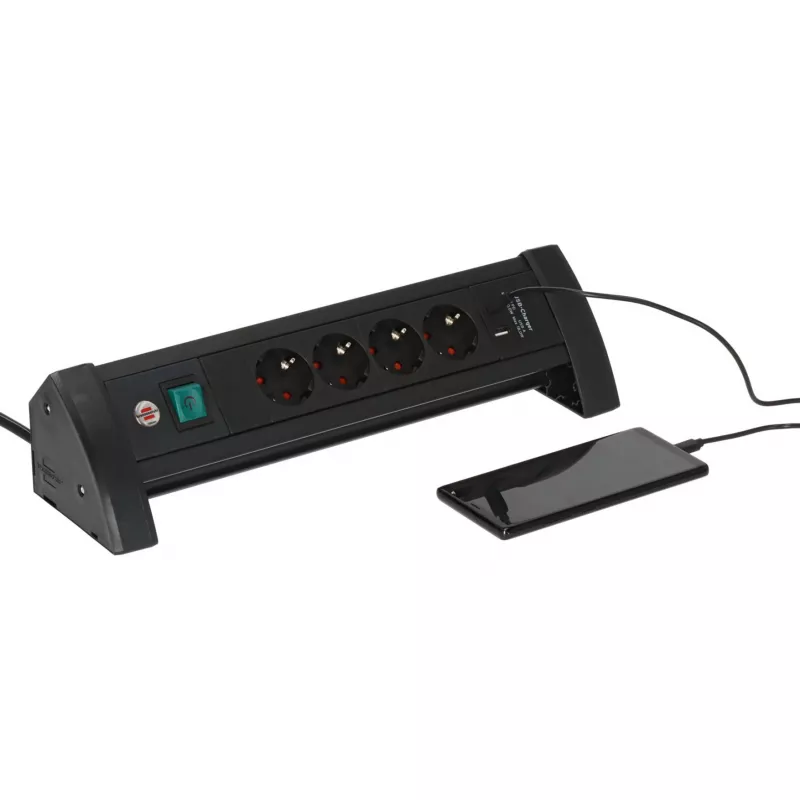 Pagarinātājs Brennenstuhl ALU-Office-Line 4 kontaktligzdas melns/balts
