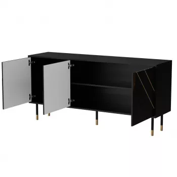 Cama 3D MOUNTAIN kumode 154x40x72 melns + zelta