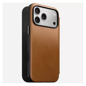 Ādas folio vāciņš Nomad Modern Leather Folio iPhone 17 Pro Max — Tan