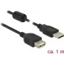USB pagarinātāja kabelis DeLOCK 84883 USB 2.0 1 m Melns