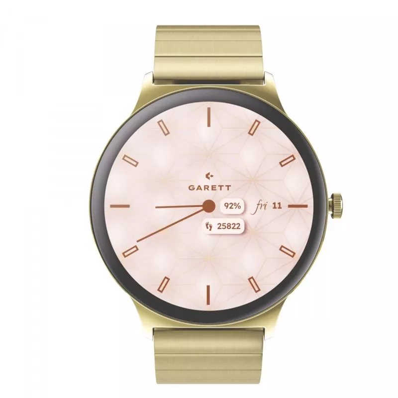 Garett Verona 2 Gold Steel viedpulkstenis ar Bluetooth un sirdsdarbības monitoru