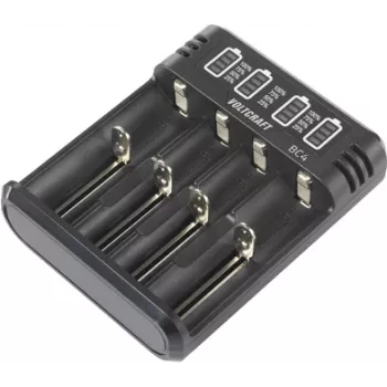VOLTCRAFT BC4 universāls bateriju lādētājs LiIon, NiMH Mignon (AA), Micro (AAA), Baby (C), Sub-C, 10440, 16340, CR-123A, 17335, 17500, 17670, 18490, 18650, 21700 (VC-14263380)