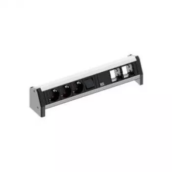 BACHMANN Desk 1, 3 AC kontaktligzdas, 230 V, 16 A, melns, alumīnijs, 450 mm