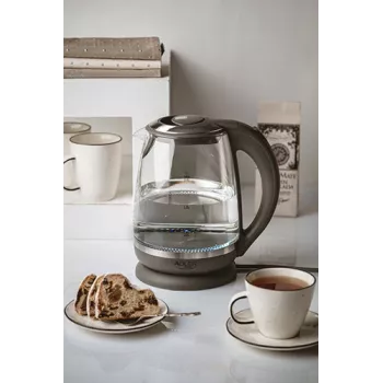 Adler AD 1286 Tējkanna | 2200 W | 2 L | Plastmasa/Stikls | Pelēka/Caurspīdīga