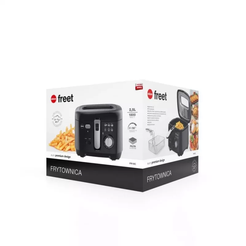 ELDOM Fryer FREET, 2.5 L, 400 g frī kartupeļu, temperatūras regulators, izņemama eļļas tvertne, melna