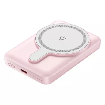 Power bank Vention FHSP0 5000 mAh ar bezvadu uzlādi, USB-C, 3 A izeja, Rozā