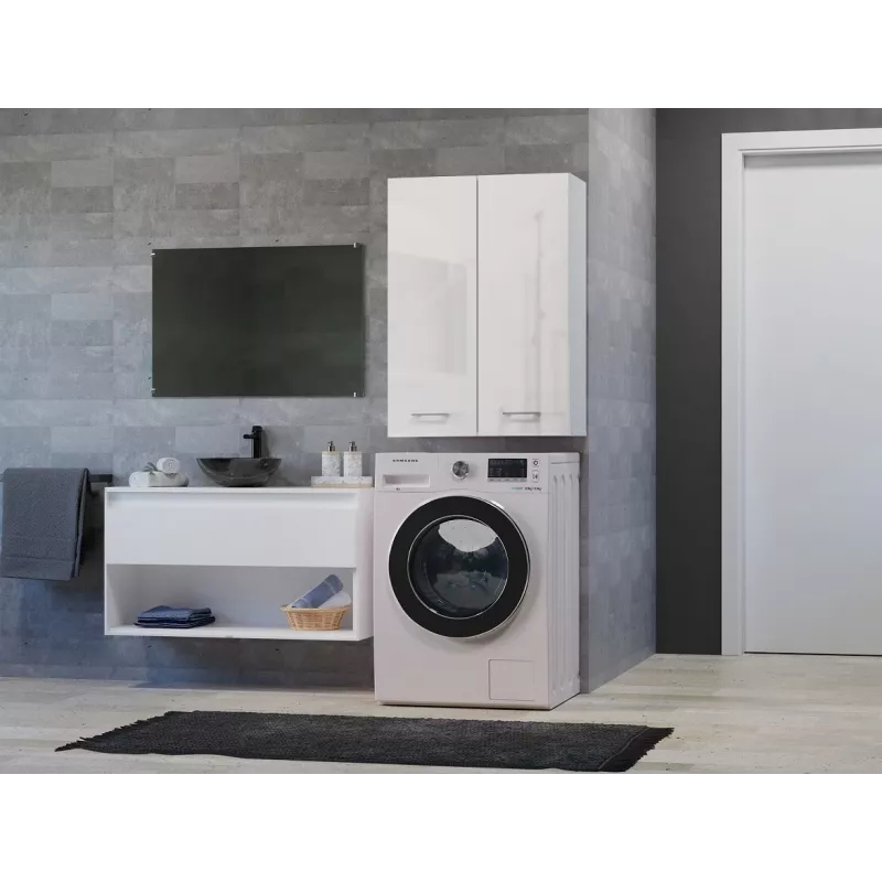 Topeshop POLA MINI DD baltā spīduma vannas istabas skapis Balts
