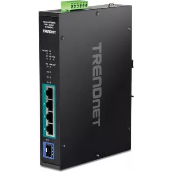 TRENDnet TI-PGM541 - Slēdzis - 4 x Gigabit PoE+ + 1 x SFP - DIN sliedei - 120 W