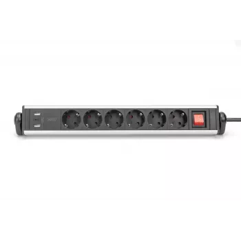 Digitus 6-vietu biroja pagarinātājs ar 3x USB portiem un 1,5 m kabeli