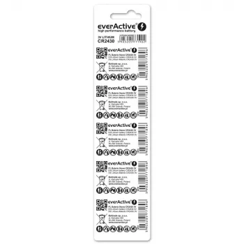 EverActive CR2430 litija baterija 3 V, 24,5 mm × 3 mm, 5 iepakojumā