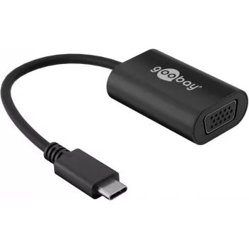 Wentronic goobay USB-C uz VGA adapteris (vīrišķais USB-C uz sievišķo HD-15) 20 cm, 1080p atbalsts, melns (38531)
