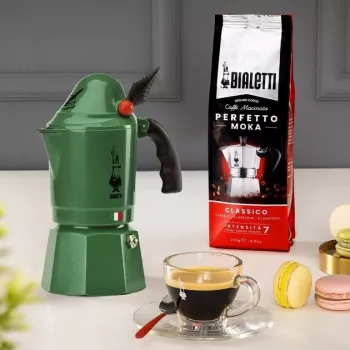 Moka katliņš BIALETTI Moka BREAK ALPINA — 3 tases, zaļš, alumīnijs, bakelīta rokturis