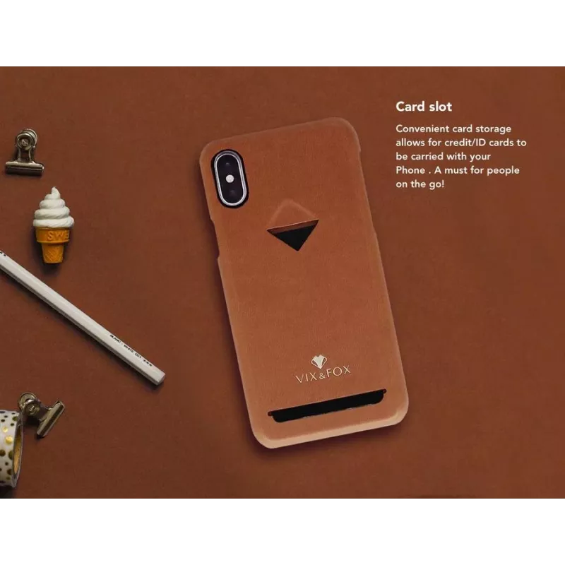 VixFox aizmugurējais vāciņš ar kartes kabatu Samsung S9 — karameļu brūns
