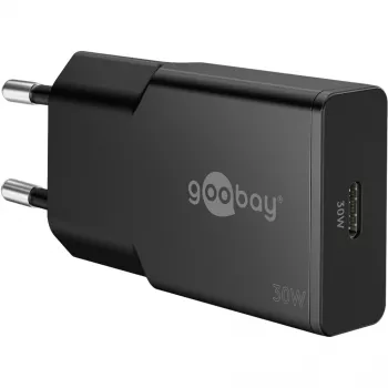 Goobay USB-C™ PD GaN ātrais lādētājs Slim (30 W) melns
