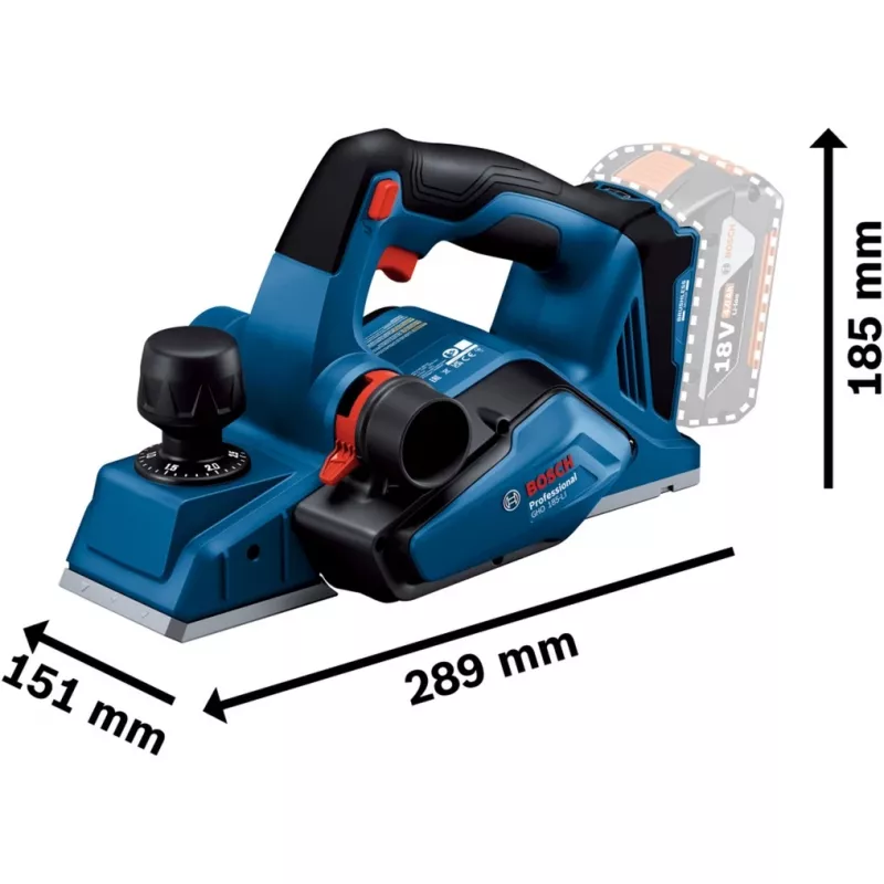 Bosch GHO 18V-26 Professional akumulatora ēvele, 18V, zila/melna, bez akumulatora un lādētāja, L-BOXX