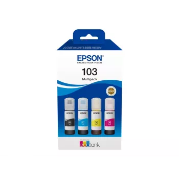 Epson EcoTank 103 oriģinālā tintes komplekts — 4 krāsas (Melna, Ciāna, Fuksīna, Dzeltena), Melna 4500 lpp., Krāsu 7500 lpp.