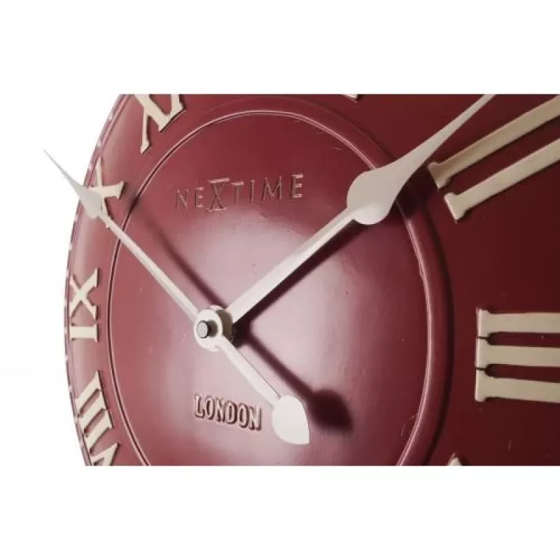 NeXtime klok 3083ro London Roman, Ø34.5 cm, sienas, sarkans/balts