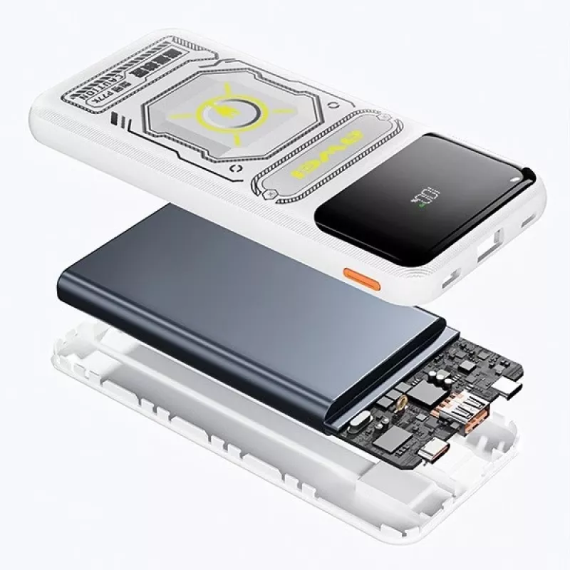 Powerbank 10000mAh 22,5 W AWEI P77K ar integrētu kabeli