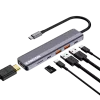 USB Type-C centrmezgls CANYON DS-17 — HDMI, USB 3.2 Gen 1 A, USB-C, MicroSD, 10000 Mbit/s, pelēks