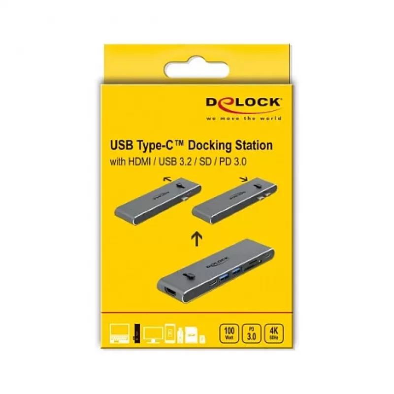 Docking Station Delock Dual USB Type-C ar HDMI USB 3.2 SD PD 3.0