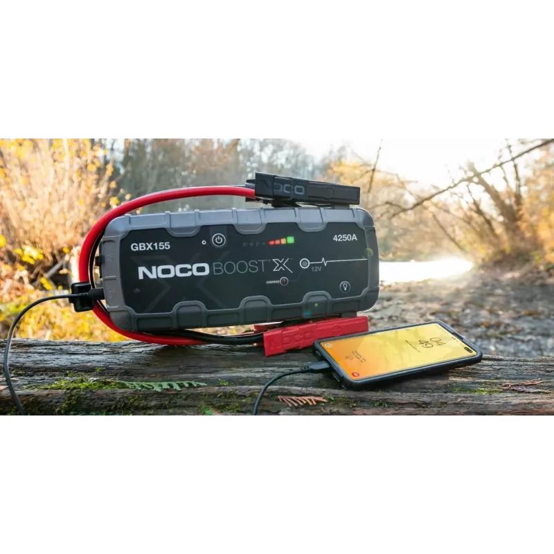 Automobiļu palaišanas ierīce NOCO GBX155, 4250 A, 99 Wh Li-Ion, 60 W uzlāde, IP65, iebūvēts 500 lm LED prožektors