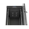 Tīkla skapis LANBERG 19 inch 24U 600x800 mm melns ar stikla durvīm un LCD izgriezumu (Flat Pack) v2