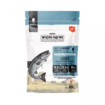 WIEJSKA ZAGRODA Monoprotein Salmon sausā barība kaķiem - 800g