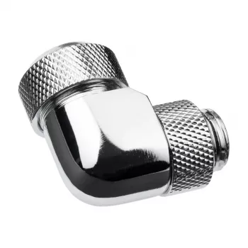 Alphacool Eiszapfen 13mm cietās caurules skrūvējams savienotājs 90° grozāms G1/4 - leņķa kompresijas savienotājs šķidruma dzesēšanas sistēmai - hroms