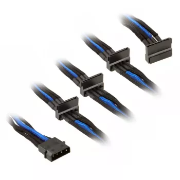 SilverStone 4-Pol-Molex uz 4x SATA kabelis, 300 mm - melns/zils