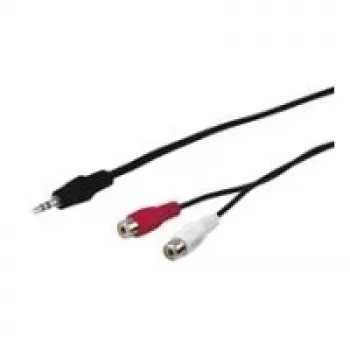 Wentronic Goobay 3,5 mm ligzdas/RCA adaptera kabelis, melns, 1,5 m - 3,5 mm ligzdas spraudnis (3 kontaktu, stereo) > 2x RCA ligzda (audio kreisais/labais) (50116)