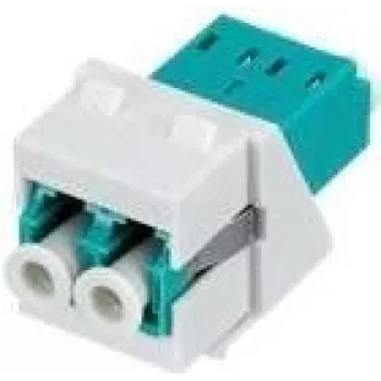 Keystone modulis Rutenbeck KMK-LC-D OM3 akvamarīns — LC dupleksa šķiedras ieliktnis, OM3 multimode