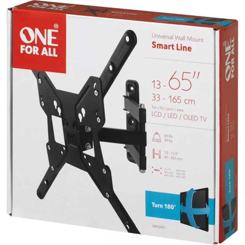 Universal Electronics One For All Smart WM 2451 - sienas stiprinājums plakanajiem ekrāniem - 33-140 cm (13-55 inch) - WM2451