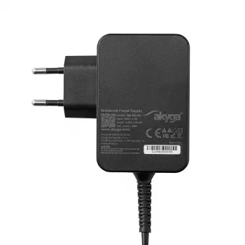 Akyga AK-ND-81 USB-C GaN klēpjdatora barošanas adapteris 65 W, PD 3.0, 5–20 V, 1,8 m kabelis, melns