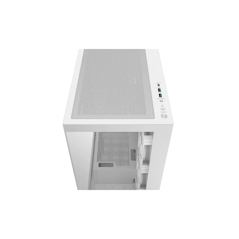 PC korpuss DeepCool CG580 4F V2 Midi Tower Balts — ATX, rūdīts stikls, 3x120mm sānu ventilatori, 360mm sānu radiatora atbalsts
