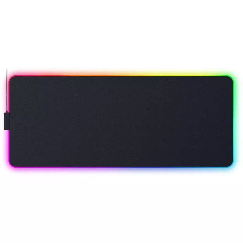 Spēļu peles paliktnis Razer Strider Chroma – poliestera virsma, 370×900 mm, melns, daudzkrāsu fona apgaismojums