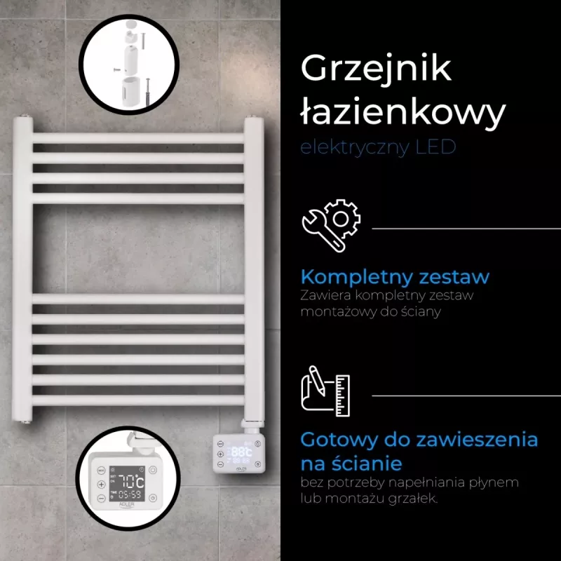 LED elektriskais vannas istabas radiators AD 7823, 400 W, balts, IP24