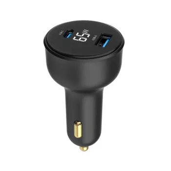 Automašīnas lādētājs USB 2 porti TA-UC-AC2PD30LCD-CAR01 GEMBIRD