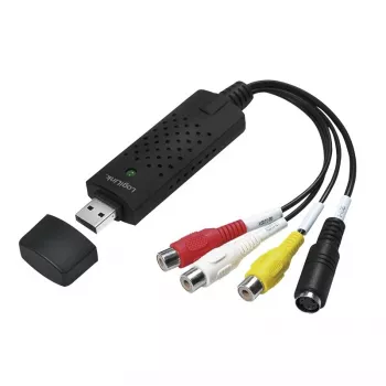 LogiLink USB 2.0 A/V grabber, USB A/M uz 3x RCA + MiniDIN5/F, melns