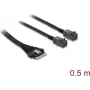 DELOCK PCIe 4.0 Slim SAS kabelis SFF-8654 8i līdz 2× Mini SAS HD SFF-8643, 0.5 m