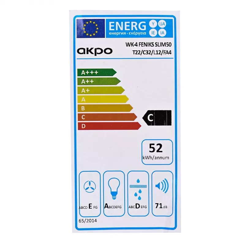 AKPO WK-4 FENIKS SLIM 50 Nerūsējošā tērauda ECO tvaika nosūcējs