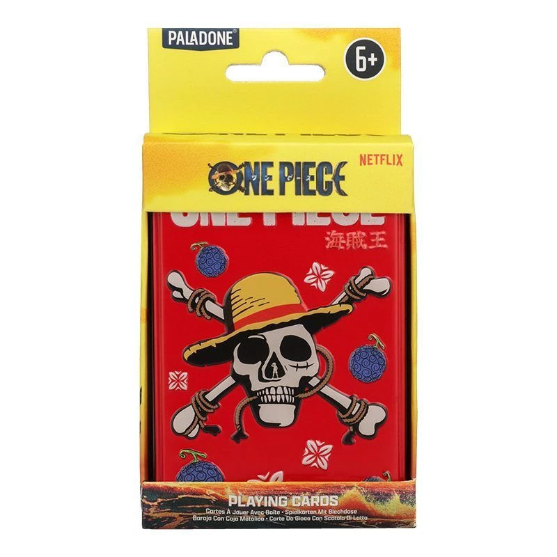 Spēļu kārtis Paladone One Piece metāla kastītē – standarta izmērs